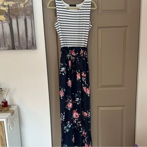 Floral Striped Maxi Dress